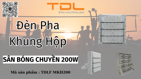 Đèn pha LED khung hộp sân bóng chuyền 200w