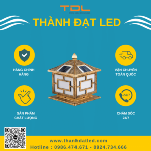 Đèn Trụ Cổng Năng Lượng Mặt Trời 25w (TDL-TCNL25) Thành Đạt Led